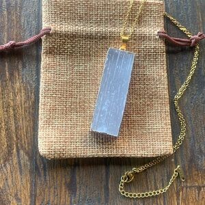 Genuine Selenite Rectangle Pendant Selenite Necklace Minimalist Necklace